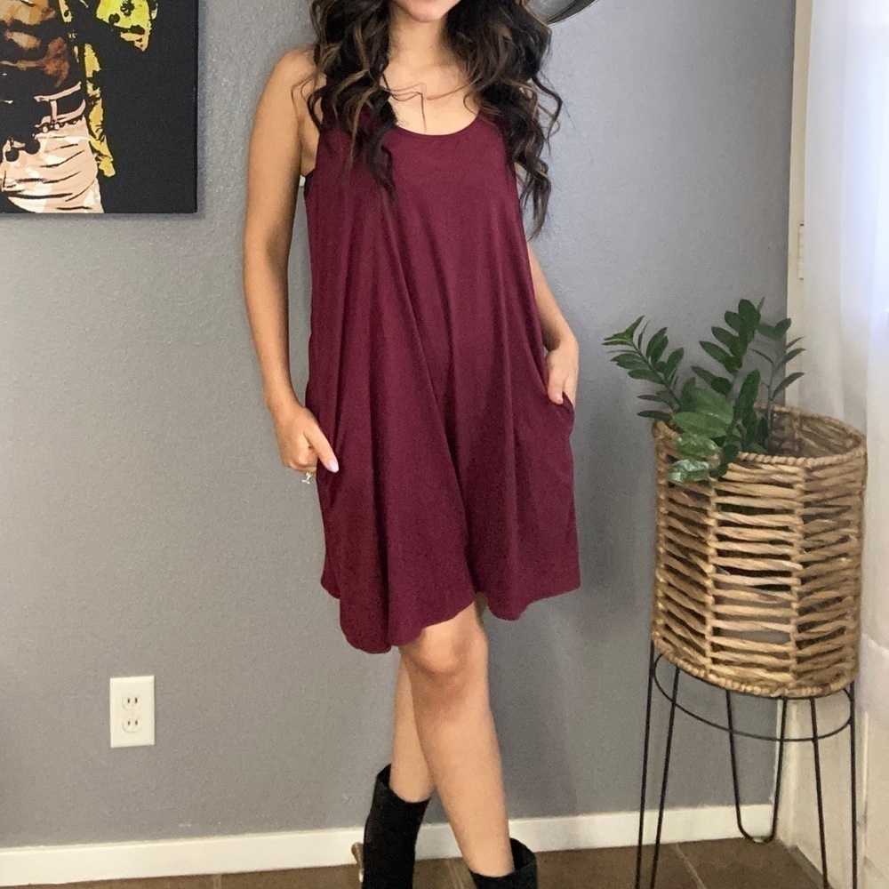Socialite burgundy faux suede mini dress